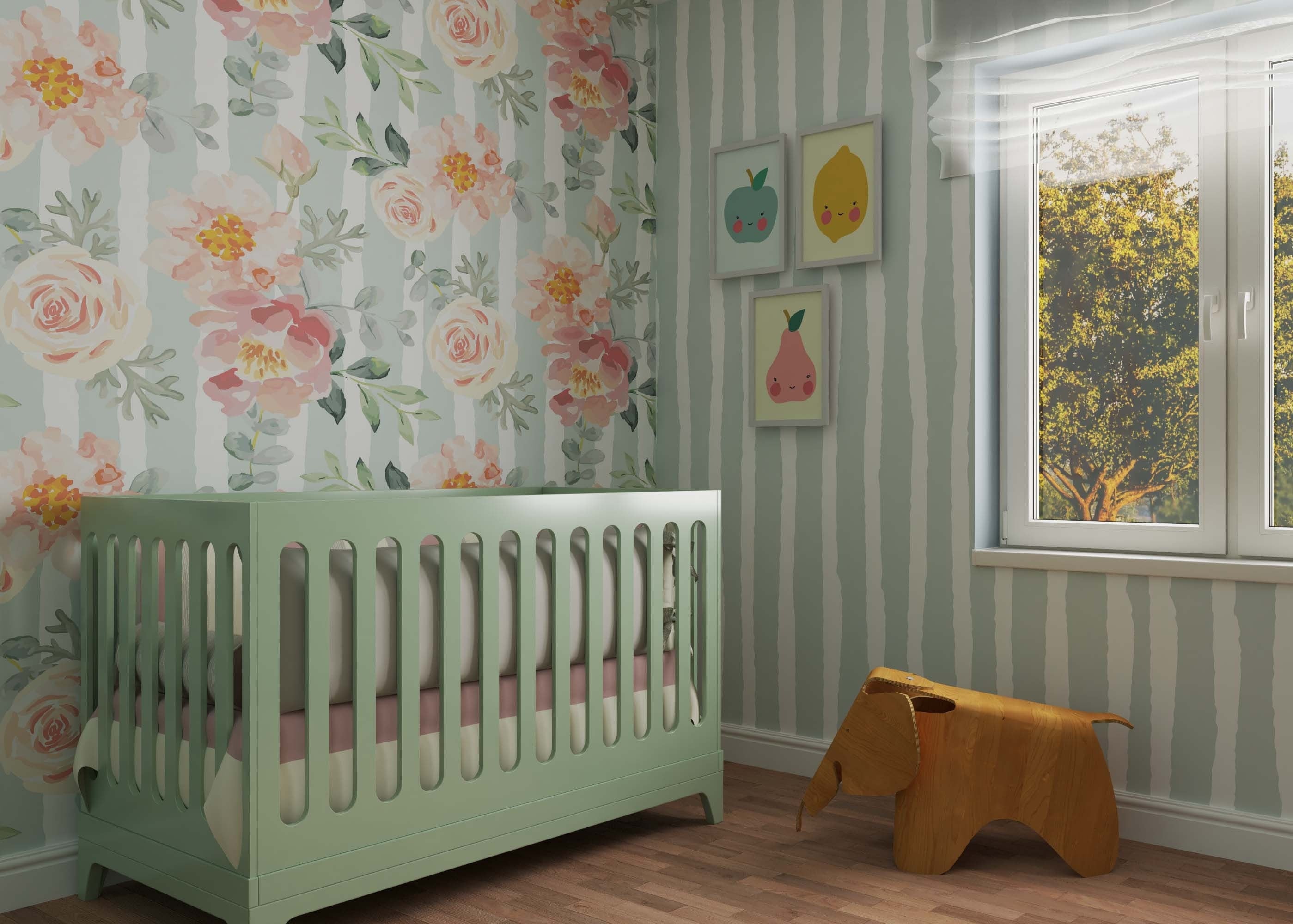 Striped mint wallpaper featuring elegant mint green and white stripes, perfect for interior decoration.