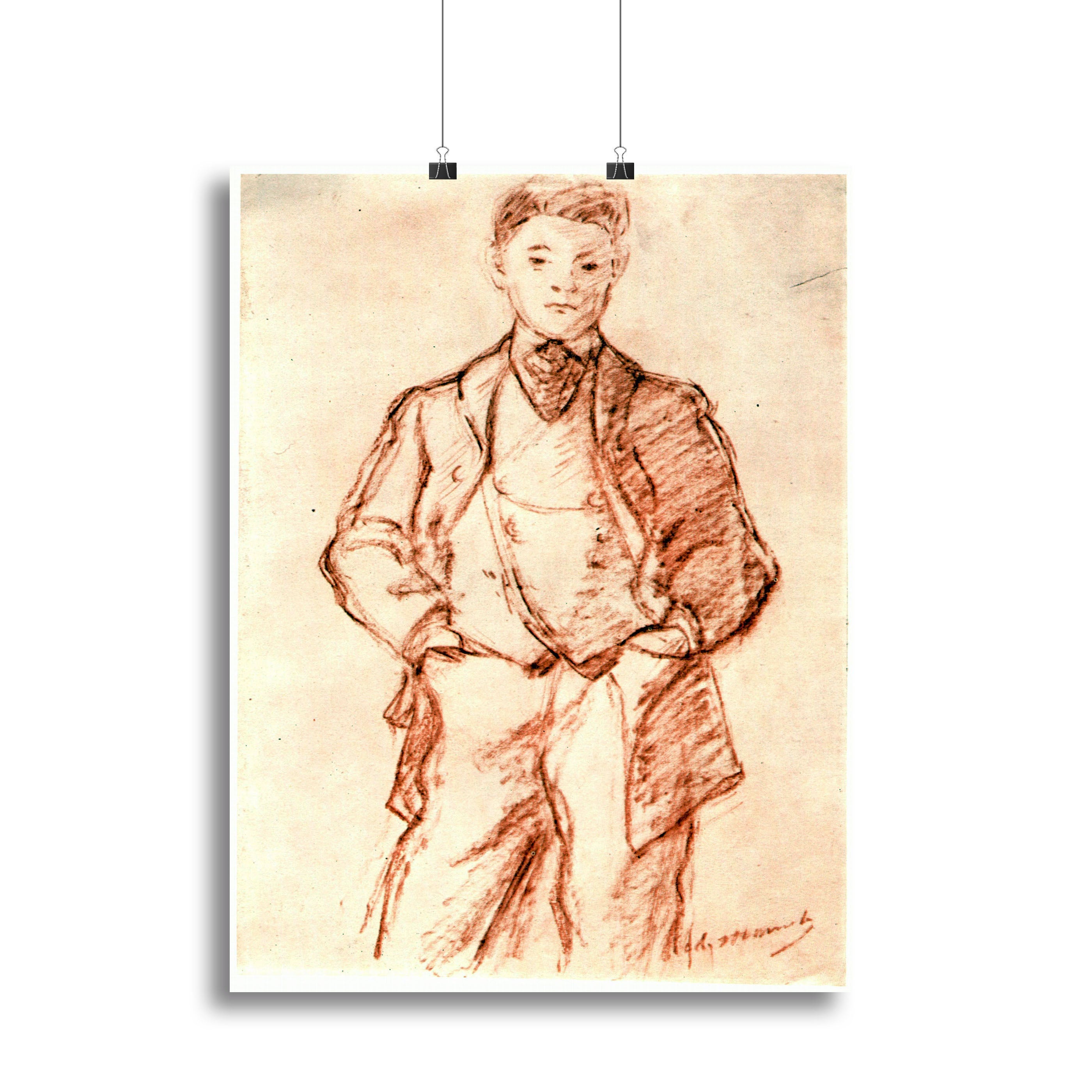 Canvas print of Manet's 'Study of a Boy', showcasing a young boy in a contemplative pose with vibrant colors.