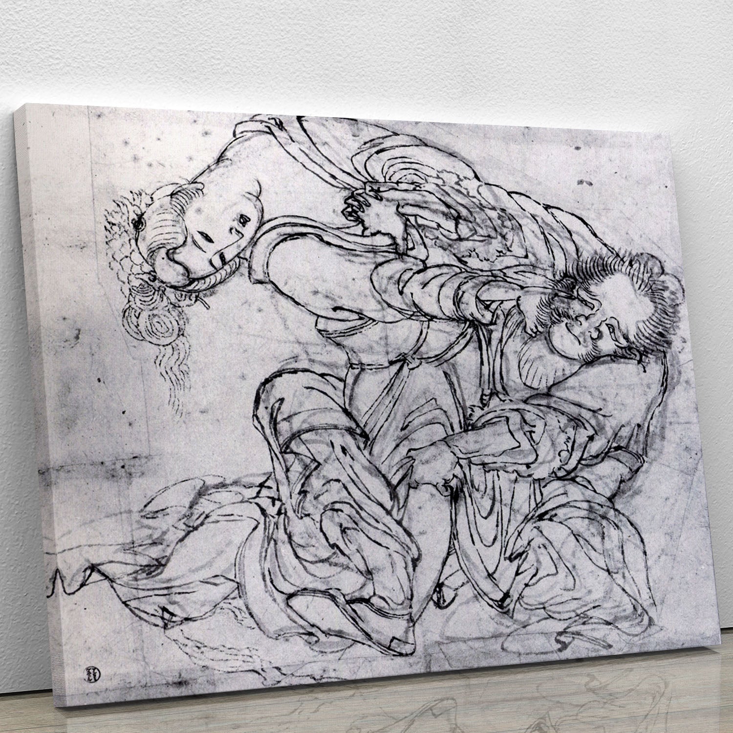 Canvas print of the Suikoden scene by Hokusai, showcasing vibrant colors and intricate details.