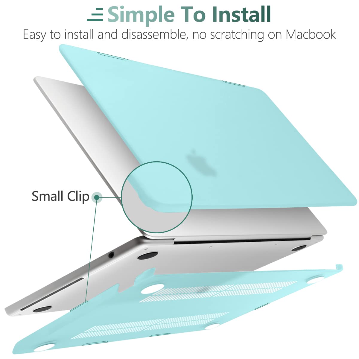 Frosted hard shell case for 2023 MacBook Air 13 inch M2 Model A2681, showcasing its sleek design and protective features.