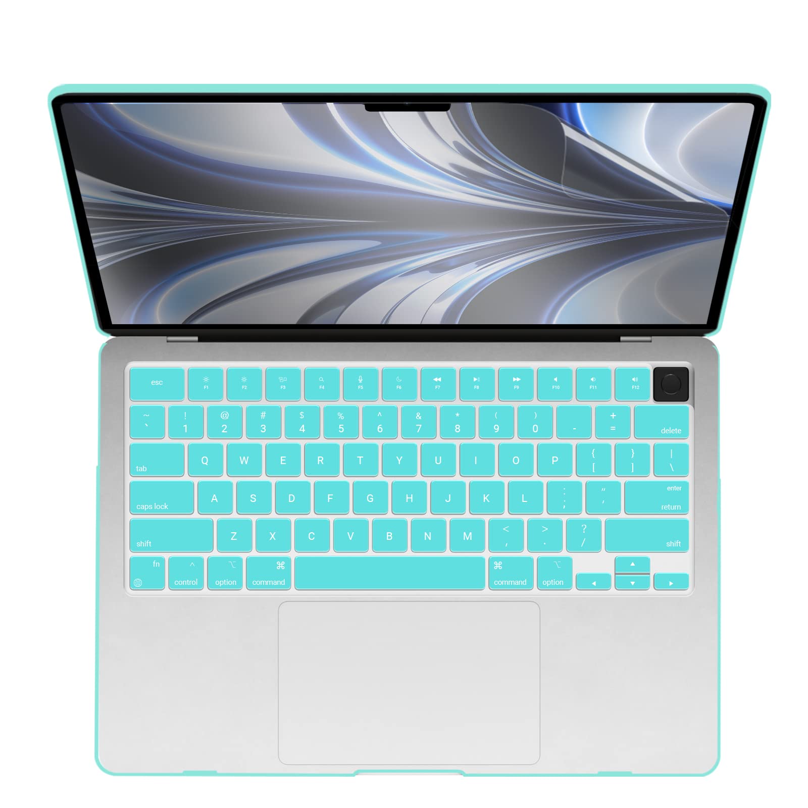 Frosted hard shell case for 2023 MacBook Air 13 inch M2 Model A2681, showcasing its sleek design and protective features.