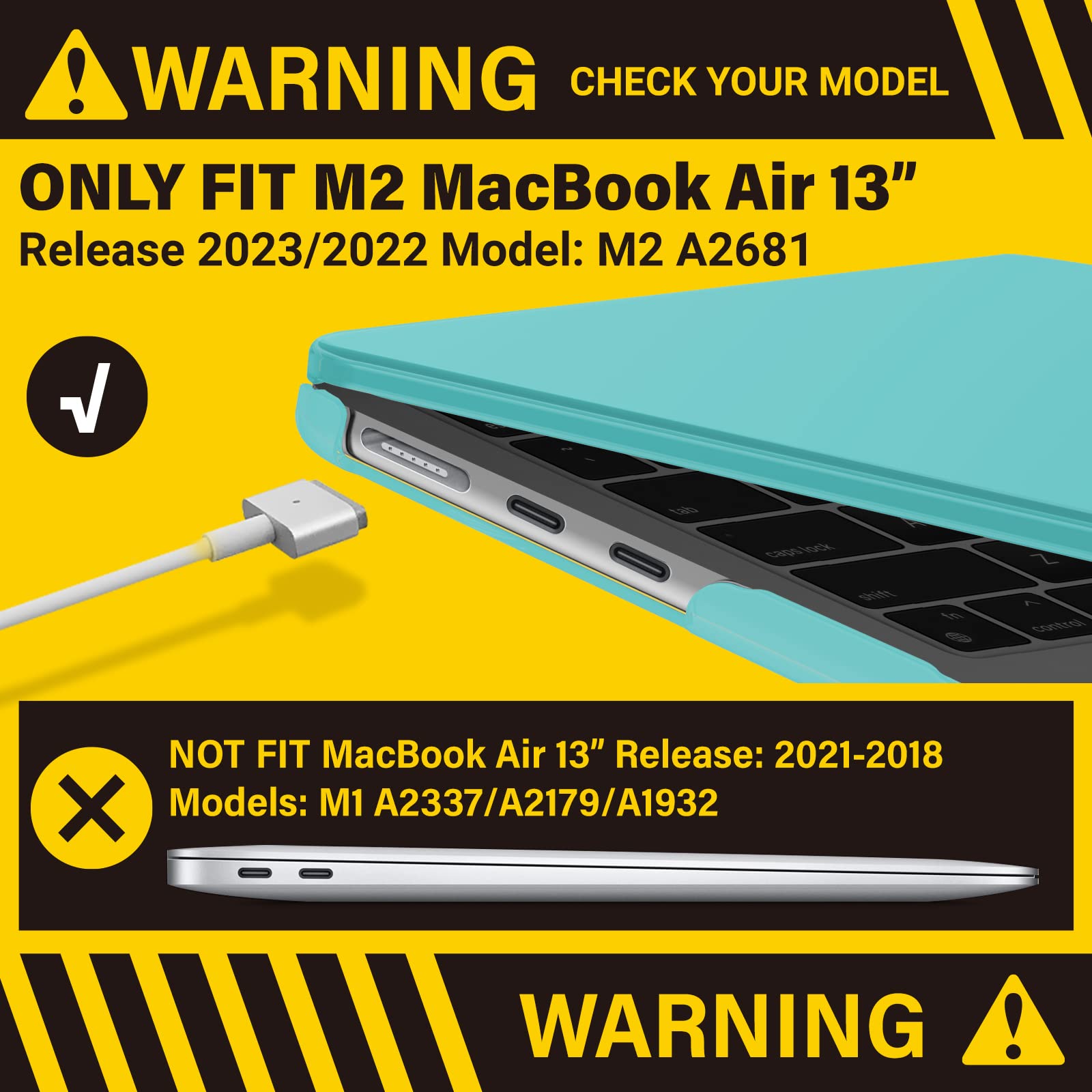 Frosted hard shell case for 2023 MacBook Air 13 inch M2 Model A2681, showcasing its sleek design and protective features.