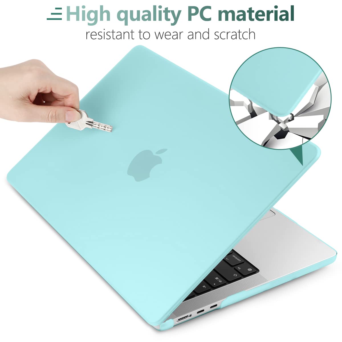 Frosted hard shell case for 2023 MacBook Air 13 inch M2 Model A2681, showcasing its sleek design and protective features.