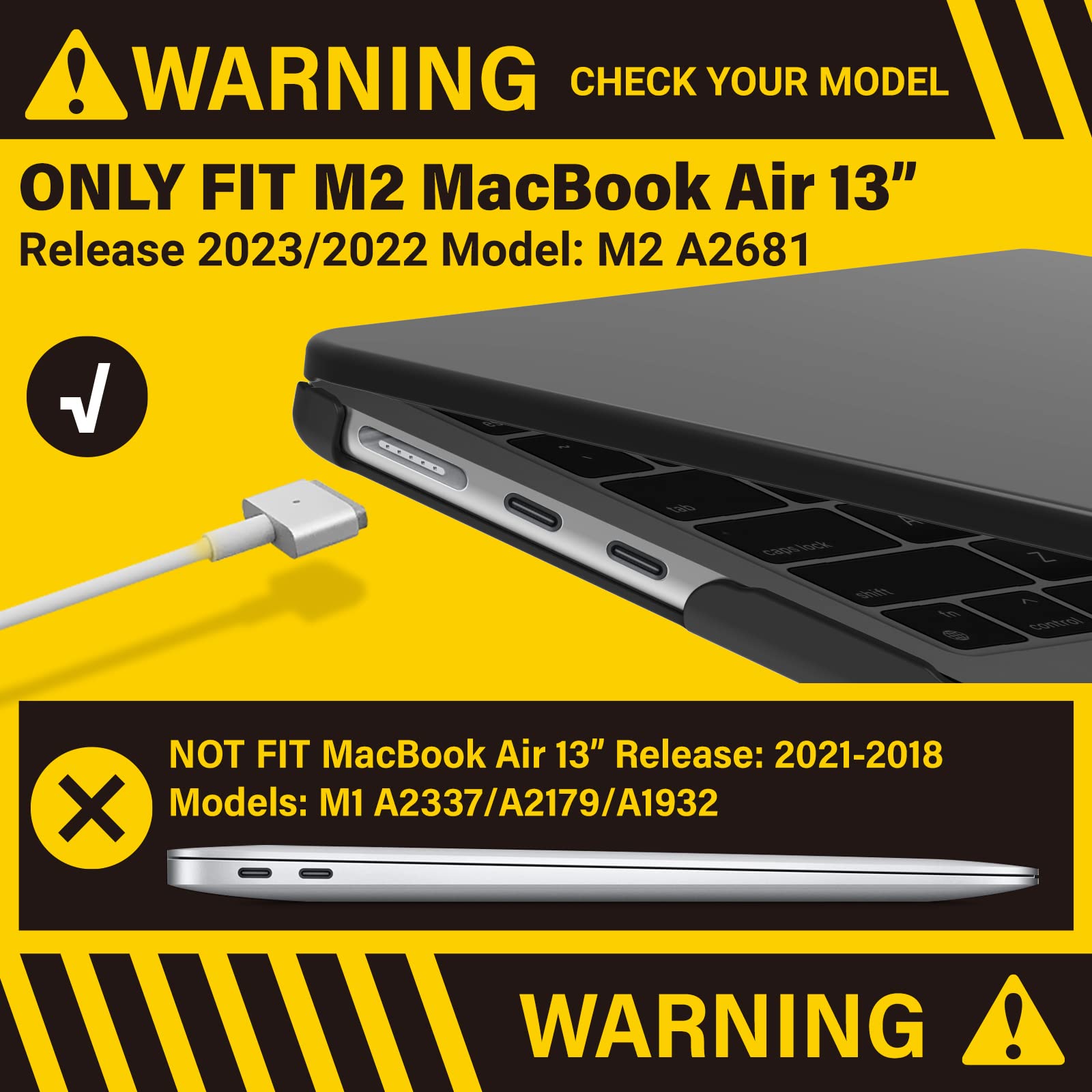 Frosted hard case for 2023 MacBook Air 13 inch M2 Model A2681, showcasing its sleek design and precise fit.