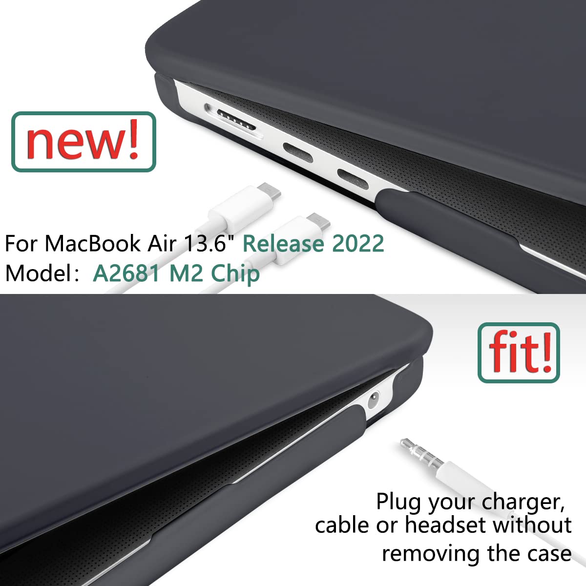 Frosted hard case for 2023 MacBook Air 13 inch M2 Model A2681, showcasing its sleek design and precise fit.