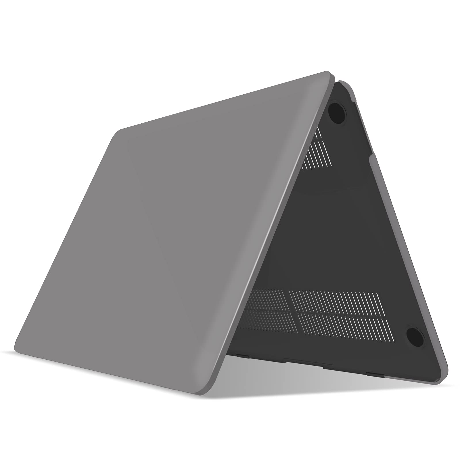 Grey hard shell case for MacBook Pro 13 Inch M1 M2 models, featuring a sleek design and durable protection.