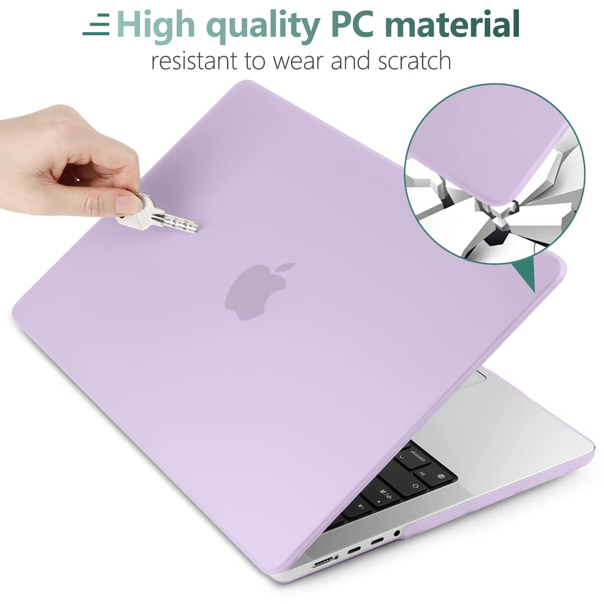 Frosted hard shell case for MacBook Pro 16 inch, designed for models A2780 and A2485, showcasing its sleek design and keyboard cover.