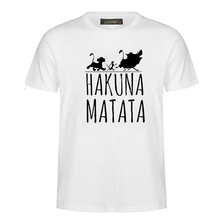 Men's big size cotton t-shirt featuring HAKUNA MATATA print, perfect for summer wear.