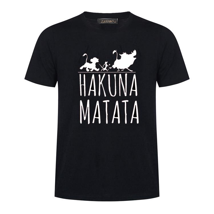 Men's big size cotton t-shirt featuring HAKUNA MATATA print, perfect for summer wear.