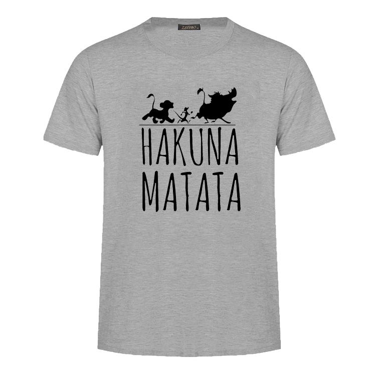 Men's big size cotton t-shirt featuring HAKUNA MATATA print, perfect for summer wear.