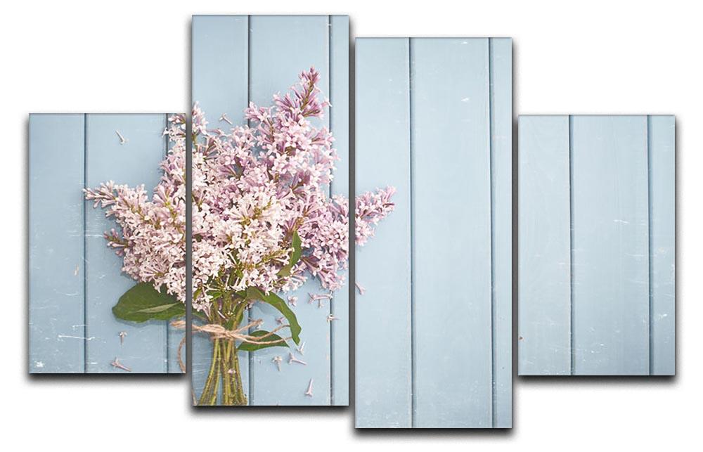 A beautiful 4 split panel canvas featuring a summer bouquet of lilac flowers, showcasing vibrant colors and intricate details.