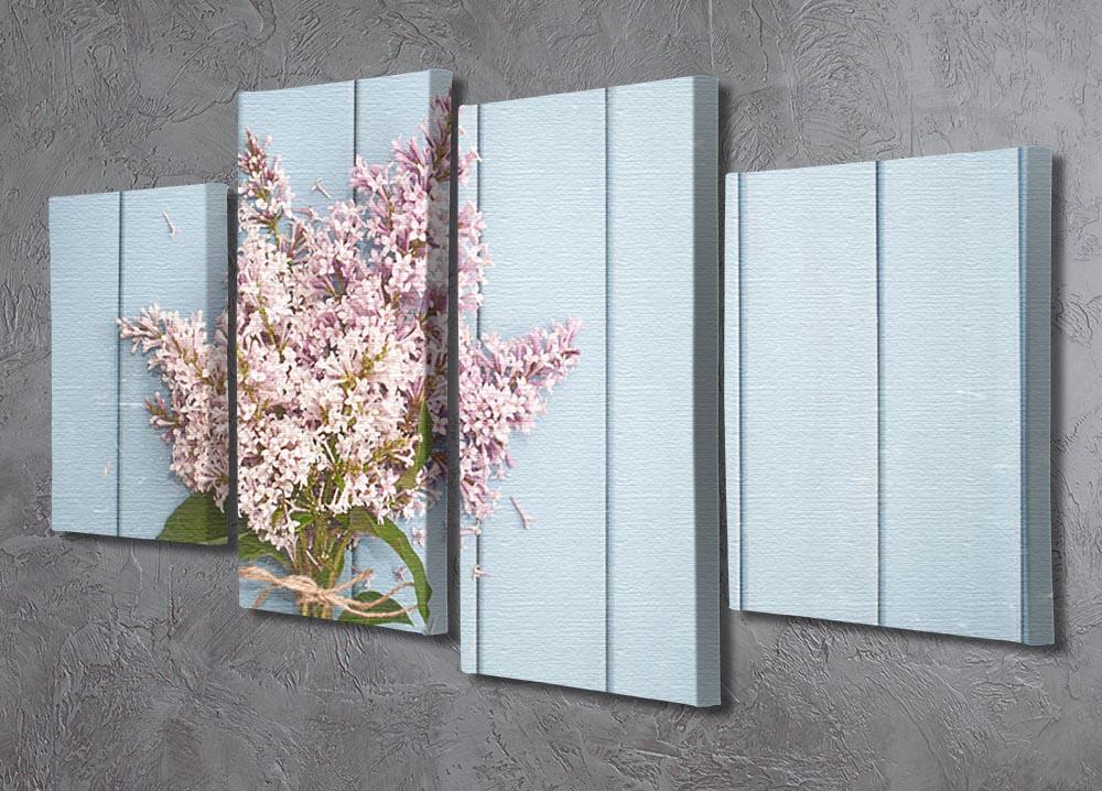 A beautiful 4 split panel canvas featuring a summer bouquet of lilac flowers, showcasing vibrant colors and intricate details.