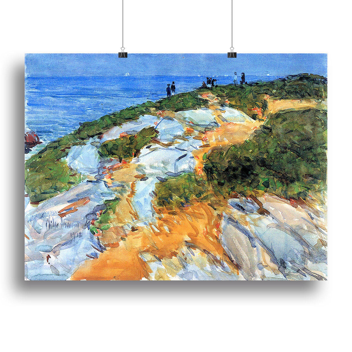 A beautiful canvas print of Sunday Morning Appledore by Hassam, showcasing serene landscapes and vibrant colors.