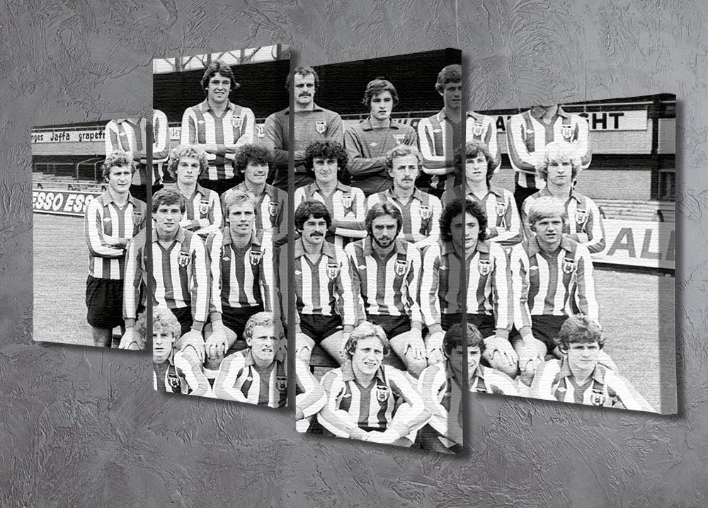 1978 Sunderland Football Club team photo displayed on a 4 split panel canvas, showcasing the team's historic moment.