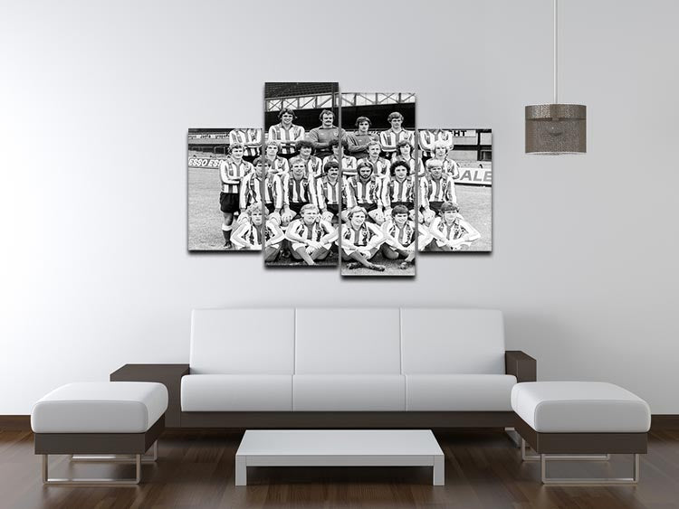 1978 Sunderland Football Club team photo displayed on a 4 split panel canvas, showcasing the team's historic moment.
