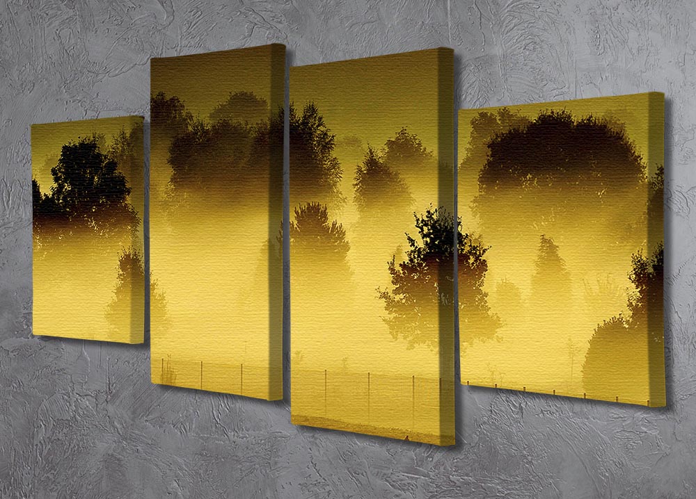 Sunrise and Mist 4 Split Panel Canvas artwork featuring a serene sunrise scene divided into four panels.