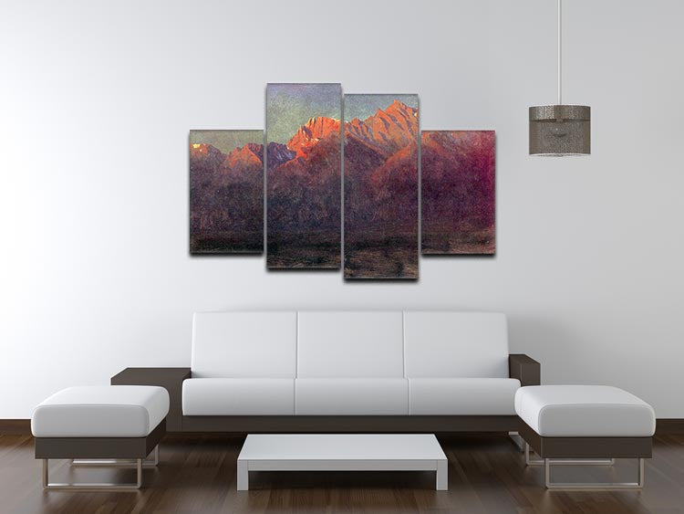 A beautiful 4-split canvas artwork depicting a sunrise over the Sierra Nevada mountains, showcasing vibrant colors and intricate details.