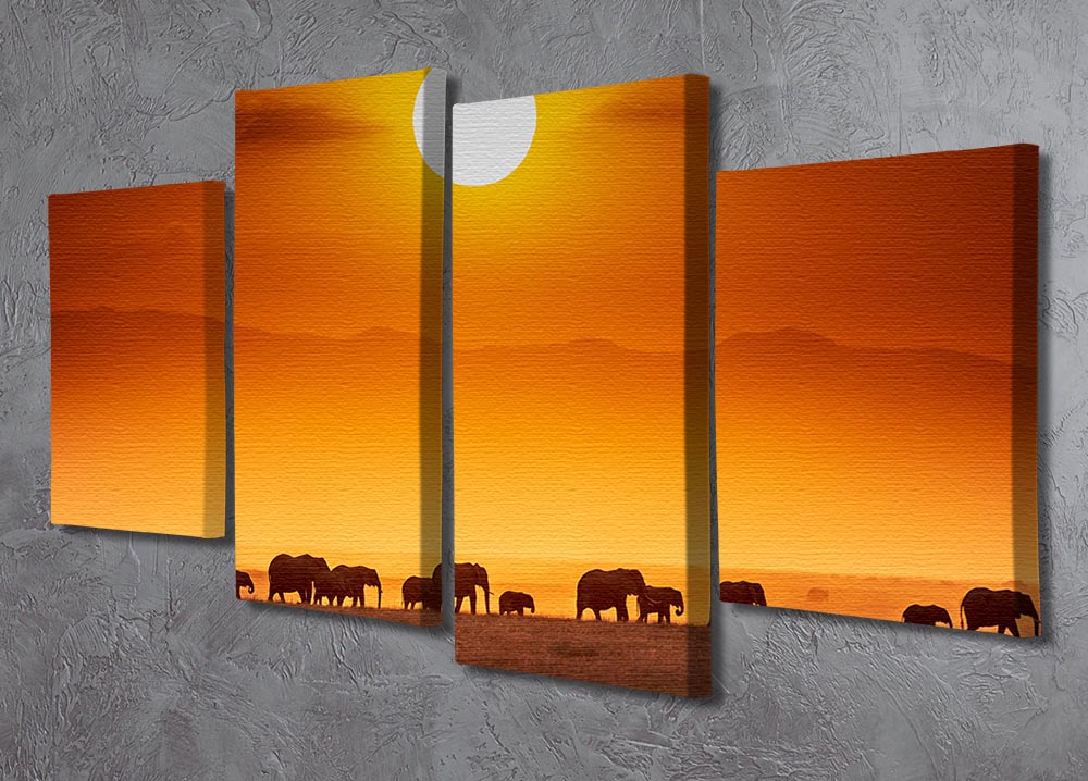 Sunrise Parade 4 Split Panel Canvas artwork showcasing vibrant colors and dynamic design across four panels.
