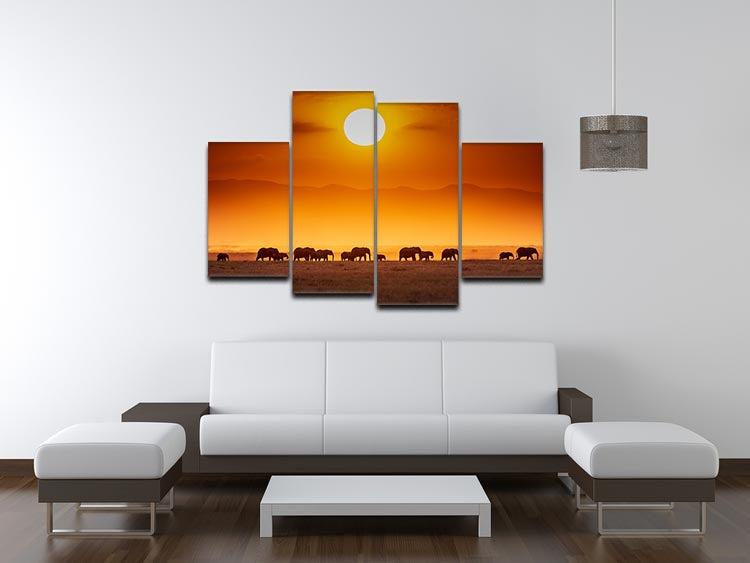Sunrise Parade 4 Split Panel Canvas artwork showcasing vibrant colors and dynamic design across four panels.