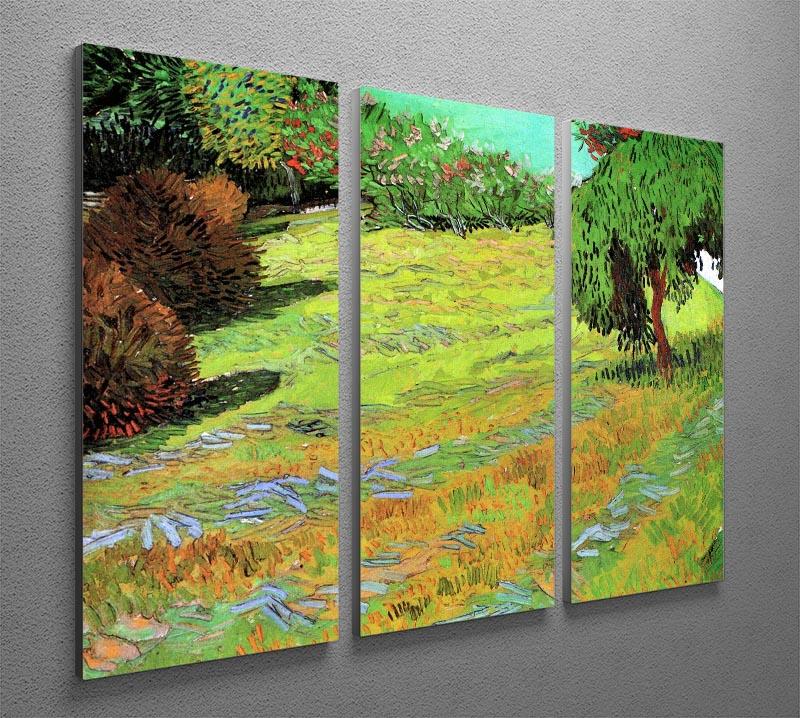 A beautiful 3-panel canvas print featuring Van Gogh's Sunny Lawn in a Public Park, showcasing vibrant colors and intricate details.