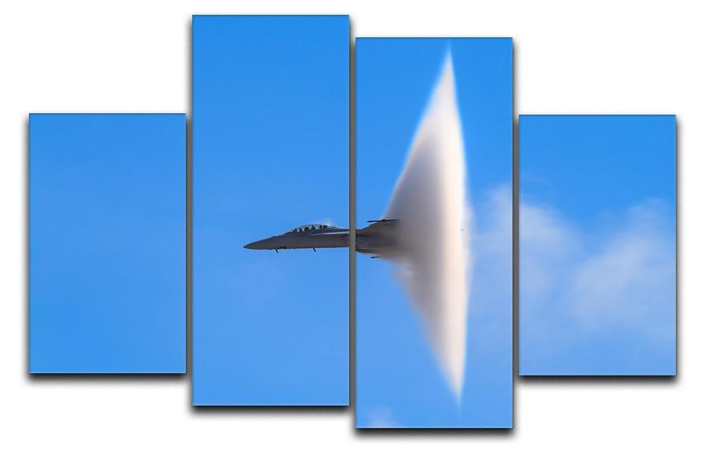 A stunning 4-split canvas artwork featuring a Super Hornet jet with a transonic vapor cone effect, creating a dynamic visual experience.