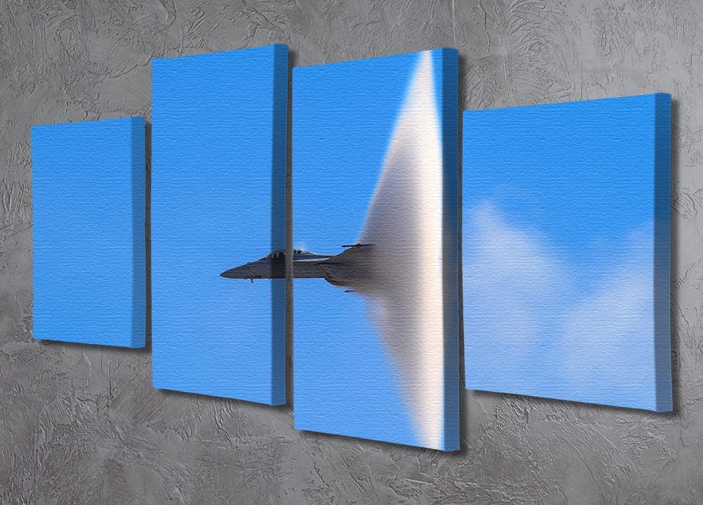 A stunning 4-split canvas artwork featuring a Super Hornet jet with a transonic vapor cone effect, creating a dynamic visual experience.