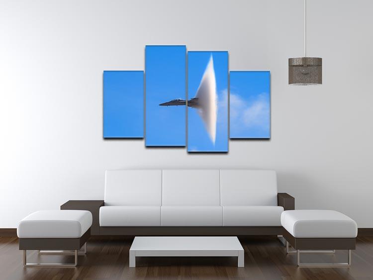 A stunning 4-split canvas artwork featuring a Super Hornet jet with a transonic vapor cone effect, creating a dynamic visual experience.