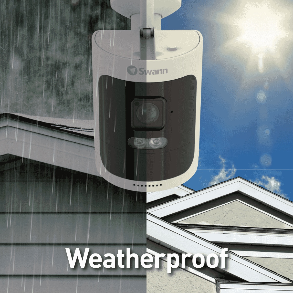 Swann Secure650 2K Wireless Add on Camera SWNVW-600CMB-GL with spotlight and outdoor mounting stand.