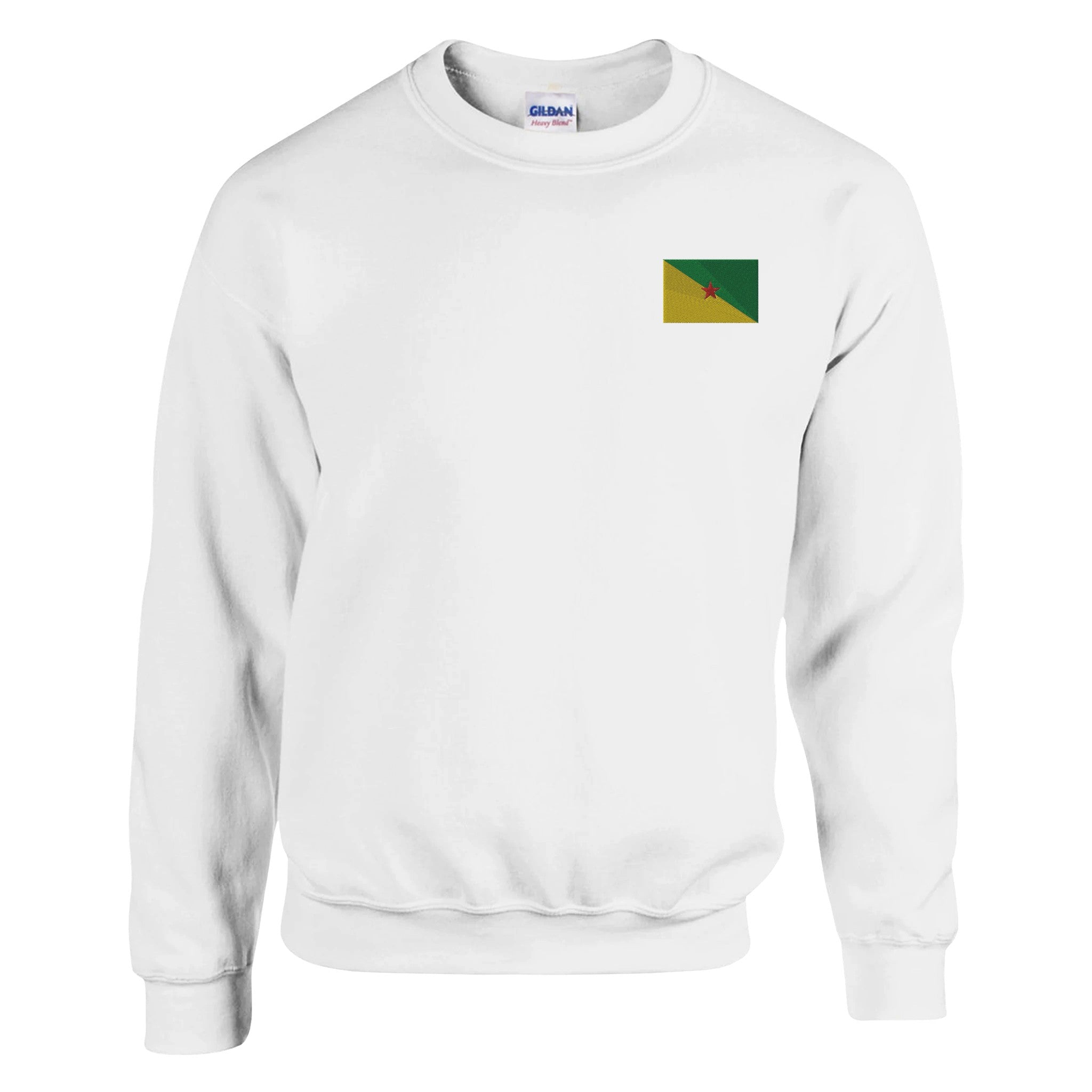 Sweat-shirt Drapeau de la Guyane en broderie, mélange de coton et polyester, avec des coutures renforcées et une coupe classique.