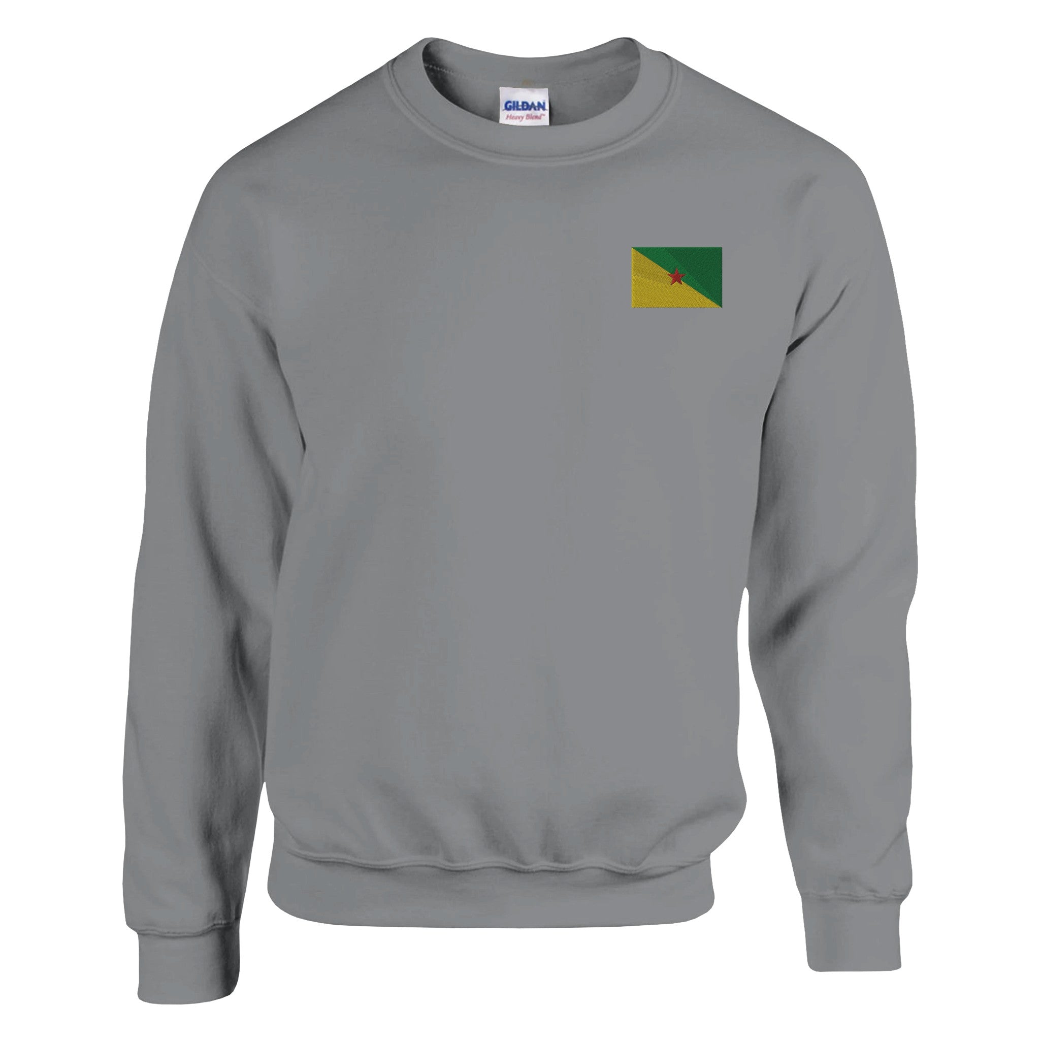 Sweat-shirt Drapeau de la Guyane en broderie, mélange de coton et polyester, avec des coutures renforcées et une coupe classique.