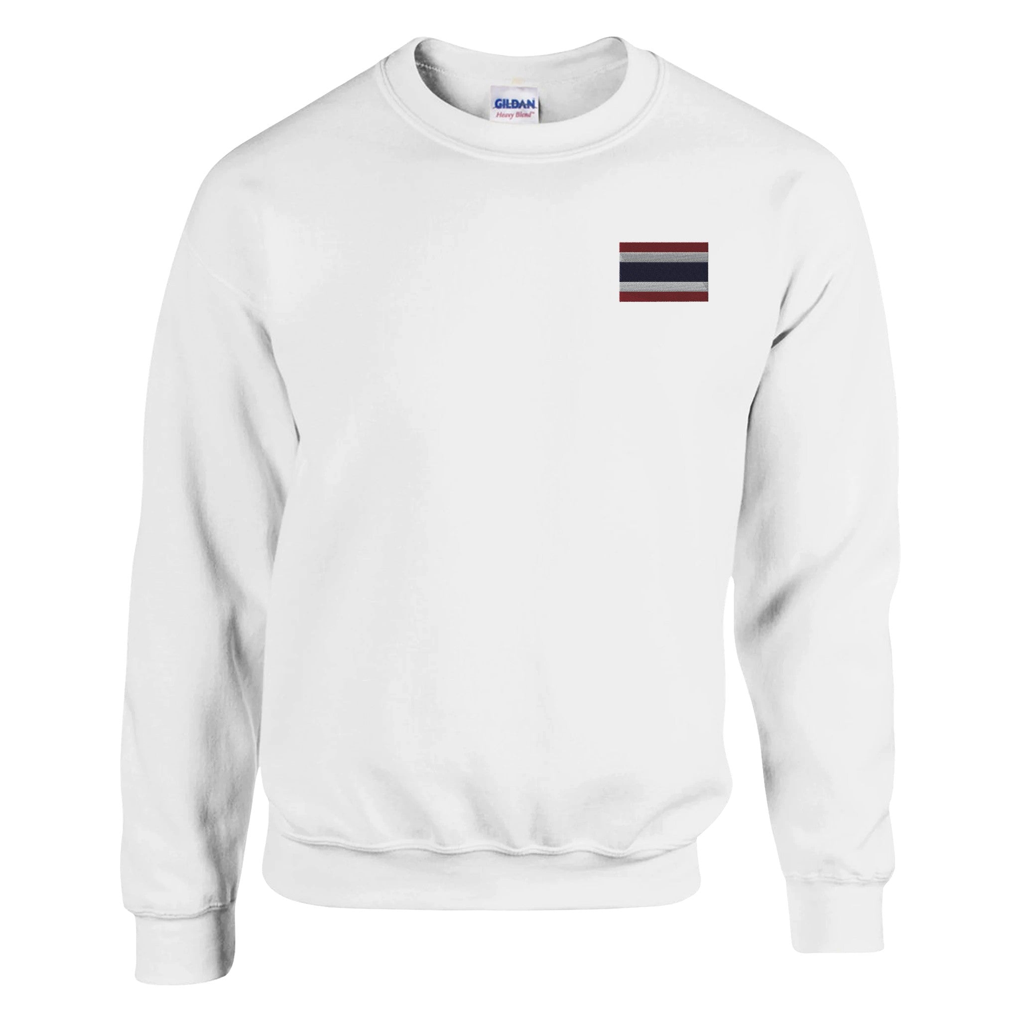 Sweat-shirt en broderie avec le drapeau de la Thaïlande, en mélange de coton et polyester, offrant confort et style.