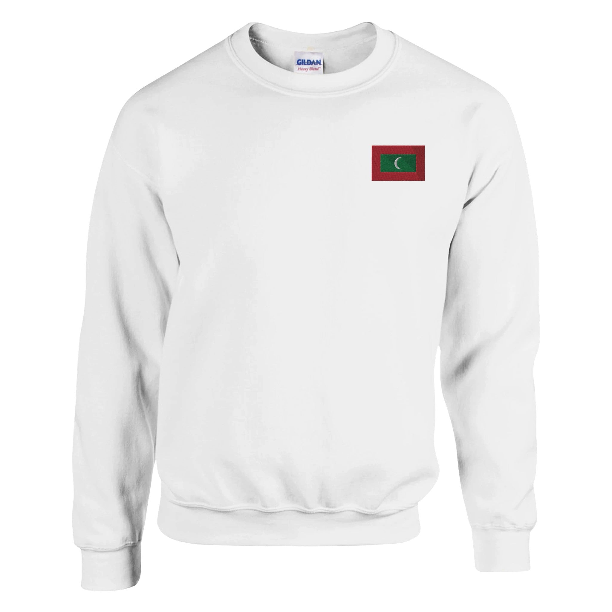 Sweat-shirt Drapeau des Maldives en broderie, mélange de coton et polyester, avec des coutures renforcées et une coupe classique.