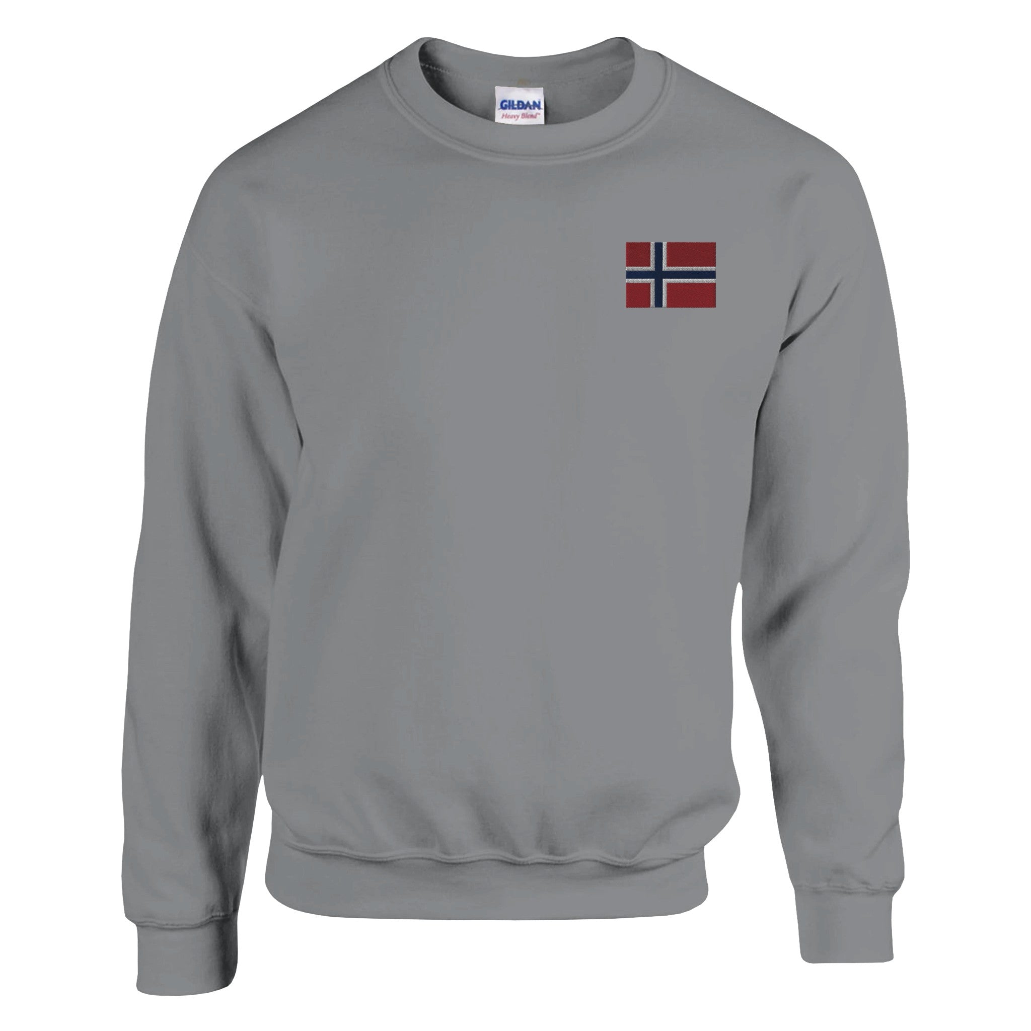 Sweat-shirt Drapeau du Svalbard et de Jan Mayen avec broderie, en mélange de coton et polyester, disponible en plusieurs tailles.