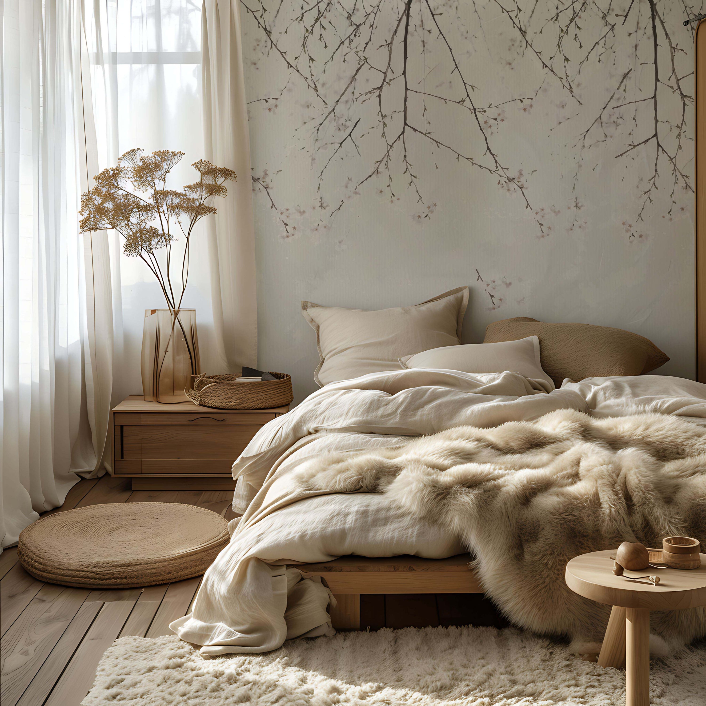 Sweet Cherry Blossom Wallpaper featuring delicate floral designs in soft colors, perfect for home decor.