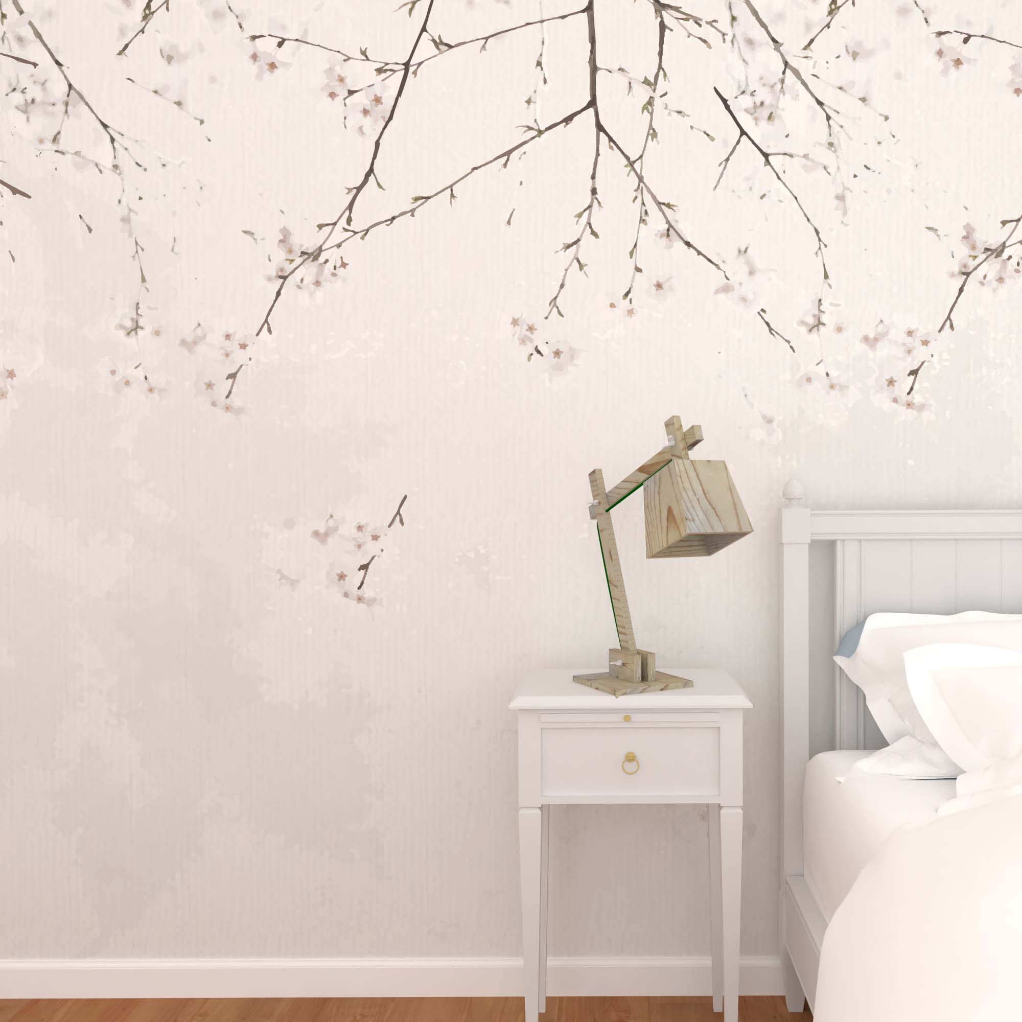 Sweet Cherry Blossom Wallpaper featuring delicate floral designs in soft colors, perfect for home decor.