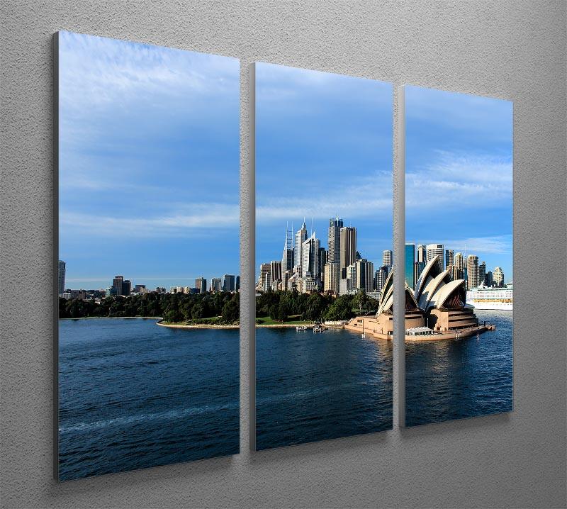 A stunning 3-panel canvas print featuring the Sydney Australia city skyline, showcasing vibrant colors and intricate details.