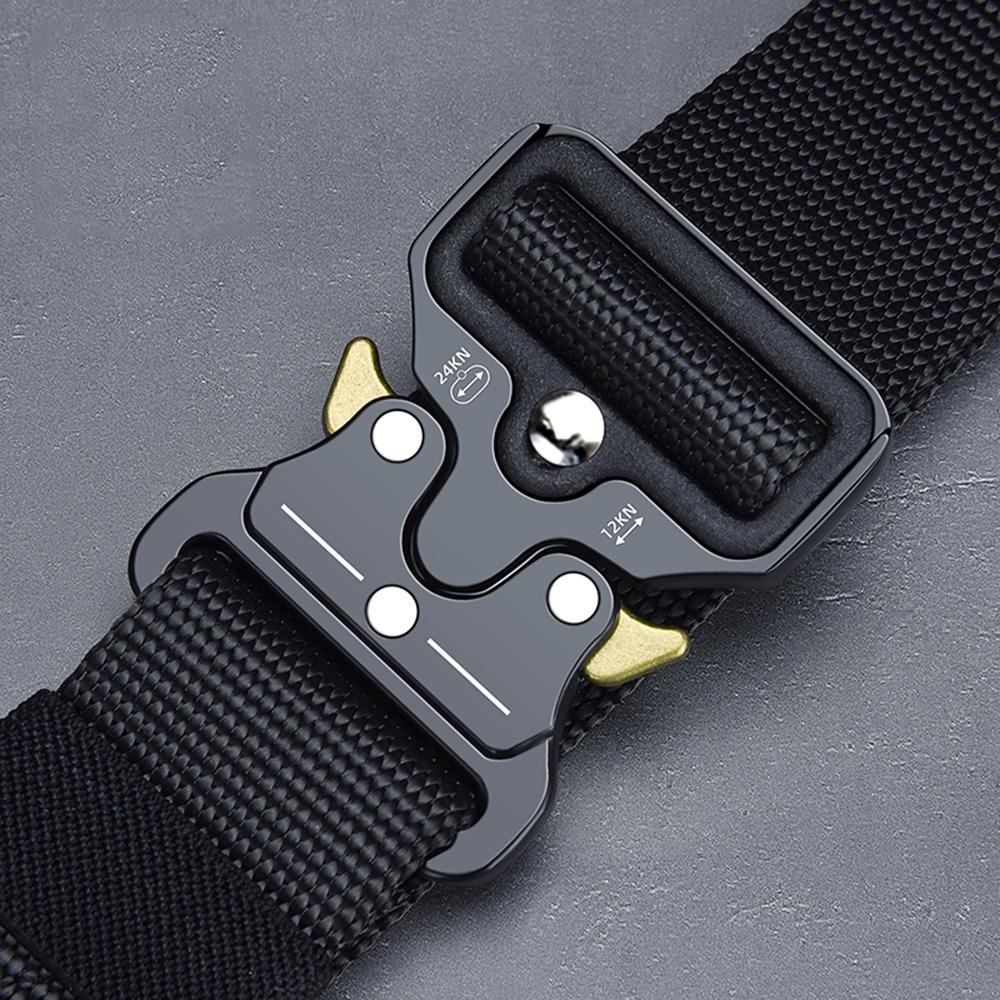 Tactical Nylon Army Belt for Men with Smooth Alloy Buckle, designed for military and outdoor use.