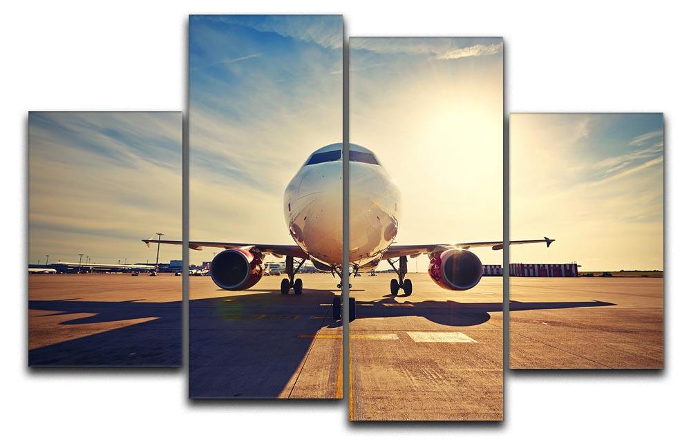 A beautiful 4-split canvas artwork depicting a vibrant sunrise, divided into four panels, showcasing dynamic colors and intricate details.