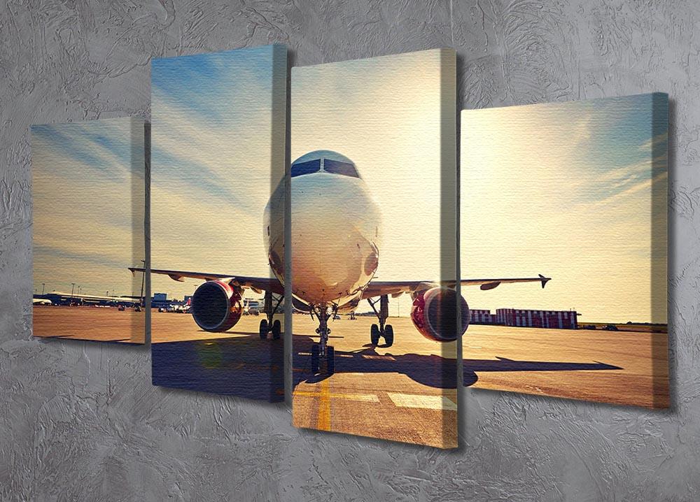 A beautiful 4-split canvas artwork depicting a vibrant sunrise, divided into four panels, showcasing dynamic colors and intricate details.