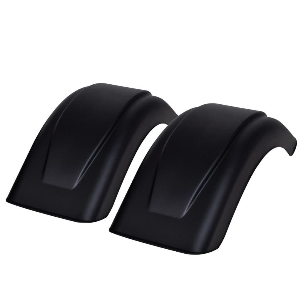 Pair of black motorbike fenders.