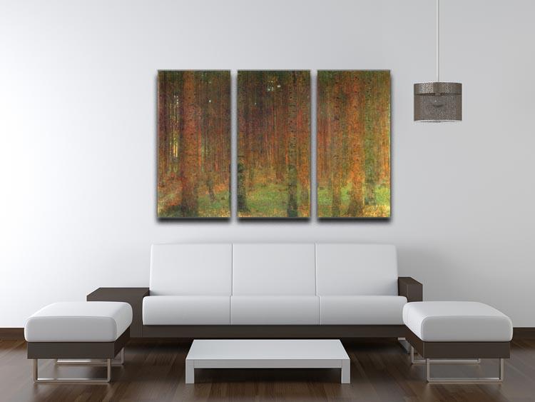 Tannenwald II by Klimt 3-panel canvas print showcasing vibrant colors and intricate details, perfect for home decor.