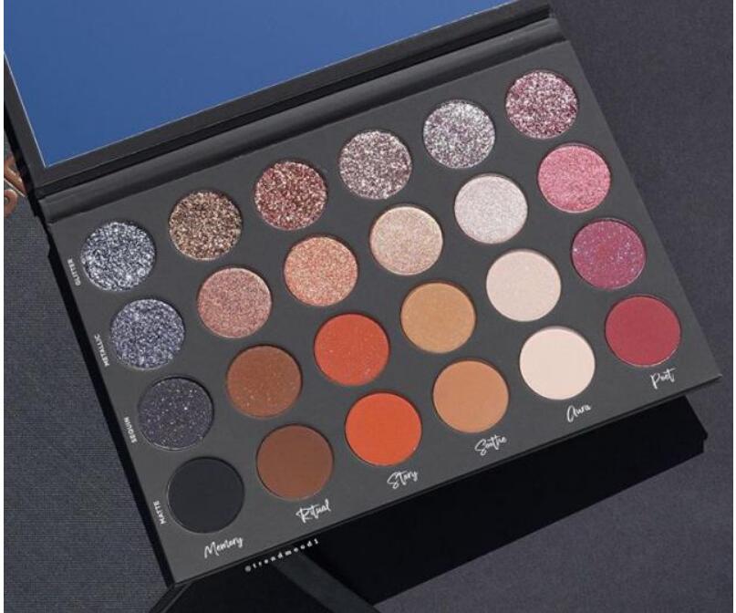 TATI BEAUTY matte eyeshadow powder palette featuring 24 vibrant shades in a sleek design, perfect for creating various eye makeup looks.