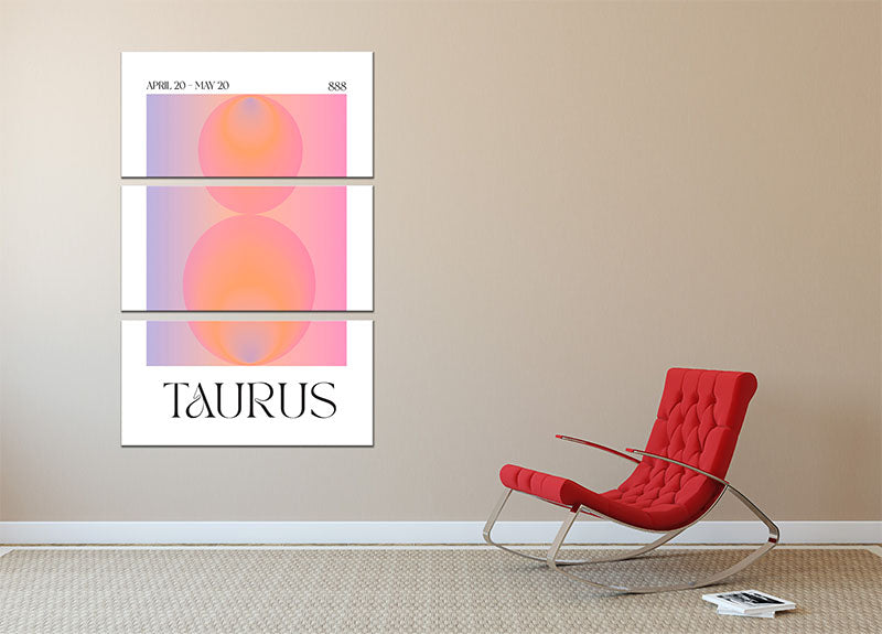 Taurus Zodiac Resilience Poster featuring a stunning 3-panel canvas design, showcasing vibrant colors and intricate details.