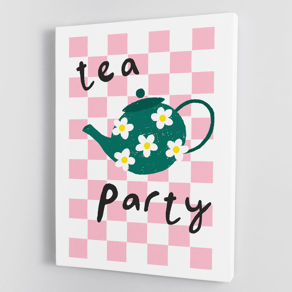 A beautiful Tea Party Canvas Print featuring elegant tea sets and floral designs, perfect for home decor.