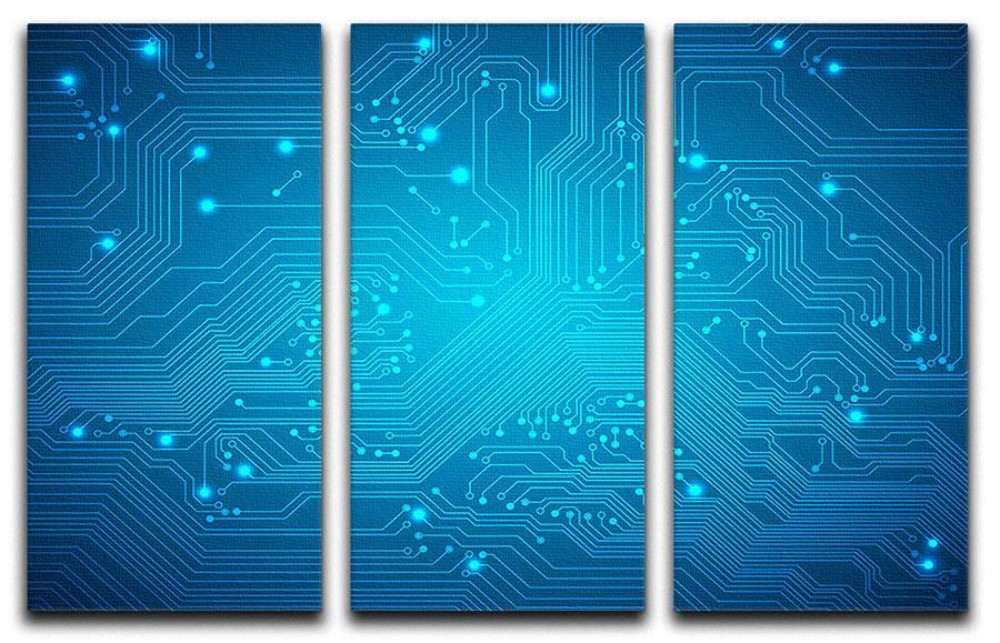 A stunning 3-panel canvas print featuring a technological vector design, perfect for modern decor.
