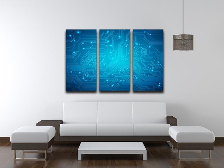 A stunning 3-panel canvas print featuring a technological vector design, perfect for modern decor.