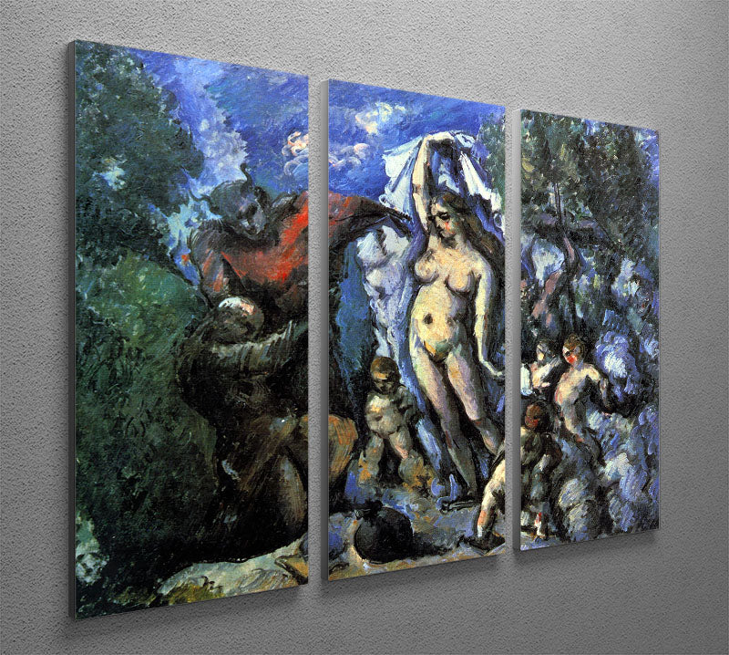 Three-panel canvas print of Cezanne's Temptation of St Anthony, showcasing vibrant colors and intricate details.