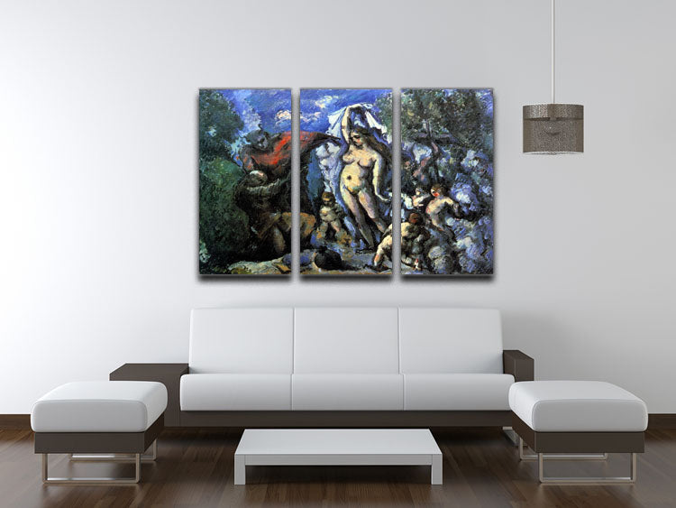 Three-panel canvas print of Cezanne's Temptation of St Anthony, showcasing vibrant colors and intricate details.