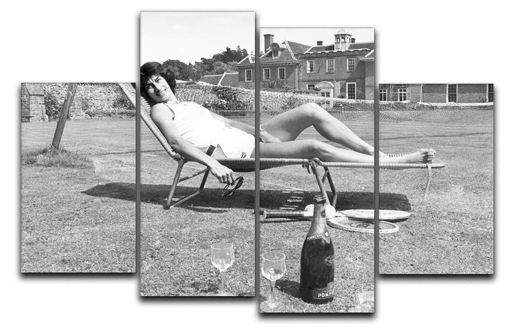 Virginia Wade 4 Split Panel Canvas artwork featuring a dynamic tennis scene, divided into four equal sections for a modern look.