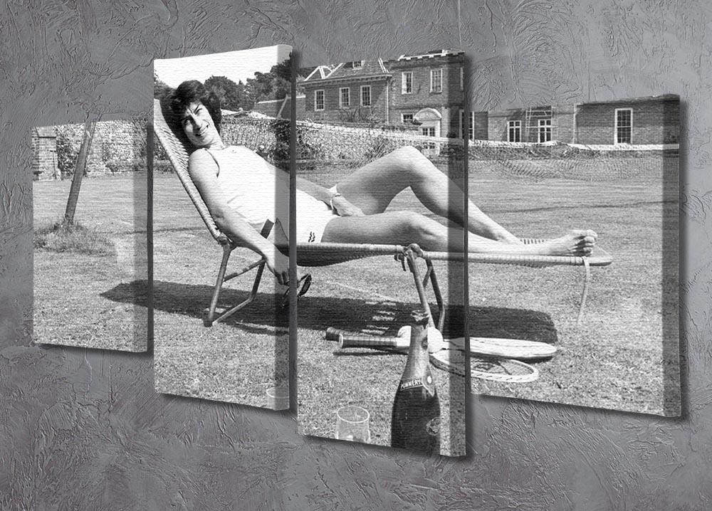 Virginia Wade 4 Split Panel Canvas artwork featuring a dynamic tennis scene, divided into four equal sections for a modern look.